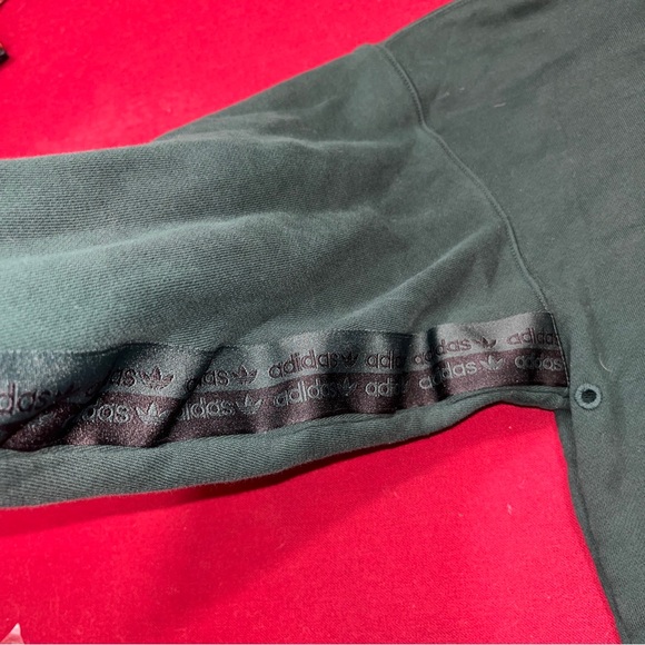 Adidas dark Green Sweatshirt arm tape Hoodie Mens Vented Trefoil Pocket Cotton S - Picture 16 of 16